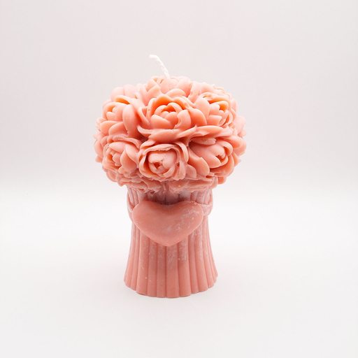 [FlowerBouquet-pink-15] Flower Bouquet  - Candle PNK